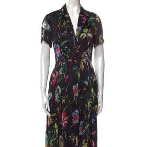 Rare find! Jason Wu Short-Sleeve Floral-Print Crinkle Silk Dress - NWOT